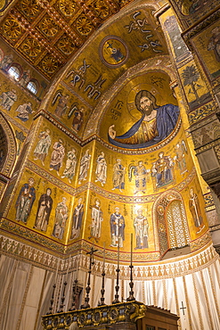 Interior of Monreale Cathedral, Monreale, Palermo, Sicily, Italy, Europe