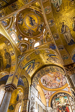 Interior of the Santa Maria dell'Ammiraglio church (also called 'La Martorana'), Palermo, Sicily, Italy, Europe