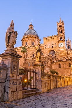 The Palermo Cathedral (UNESCO World Heritage Site) at dawn, Palermo, Sicily, Italy, Europe