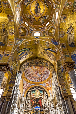 Interior of the Santa Maria dell'Ammiraglio church (La Martorana), UNESCO World Heritage Site, Palermo, Sicily, Italy, Europe