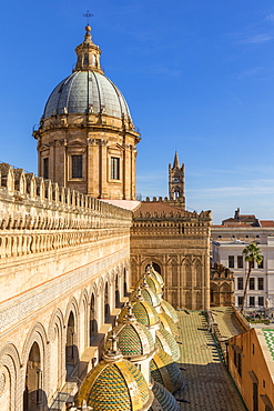 Cupola of the Palermo Cathedral, UNESCO World Heritage Site, seen from the rooftop, Palermo, Sicily, Italy, Europe