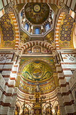 Interior of the Notre Dame de la Garde church, Marseille, Bouches du Rhone, Provence, France, Europe