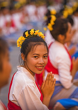 Opening ceremony for Loy Krathong and Yee Peng Festival at Three Kings Monument, Chiang Mai, Thailand, Southeast Asia, Asia