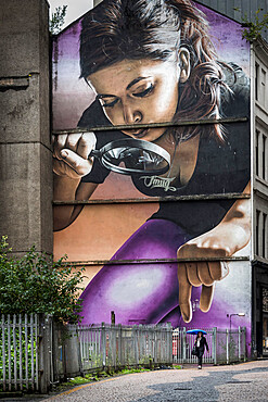 Street art, large murals, part of the very first City Centre Mural Trail, are all in one easy walking route, Glasgow, Scotland, United Kingdom, Europe