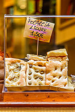 Ligurian focaccia, Portovenere, Liguria, Italy, Europe