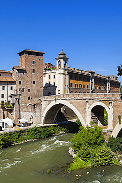 Fabricio bridge (Ponte Fabricio), Rome, Lazio, Italy, Europe