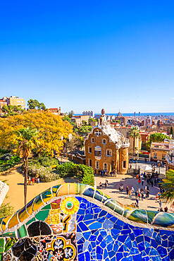 Antoni Gaudi, Park Guell, UNESCO World Heritage Site, Barcelona, Catalonia, Spain, Europe