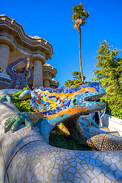 Antoni Gaudi, Park Guell, UNESCO World Heritage Site, Barcelona, Catalonia, Spain, Europe