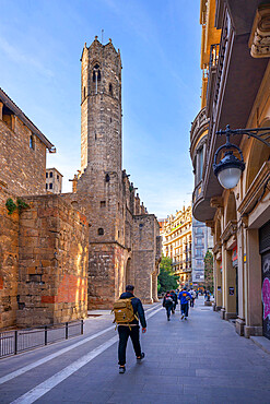 Medieval tower of the Chapel of Sant'Agata, Barcelona, Catalonia, Spain, Europe