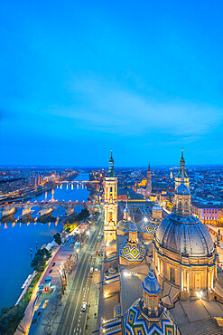 View from the Basilica of Our Lady of the Pillar, Zaragoza, Aragon, Spain, Europe