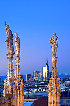 View from the terrace of the Cathedral, Milan, Lombardy, Italy, Europe