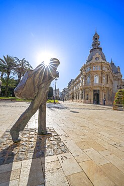 City hall, statue of the sailor returning to Cartagena, Cartagena, Murcia, Spain