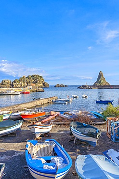 Faraglioni, Cyclops Islands, Aci Trezza, Catania, Sicily, Italy