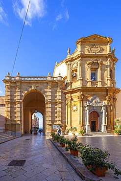 Porta Garibaldi and Church of Addolorata, Marsala, Trapani, Sicily, Italy