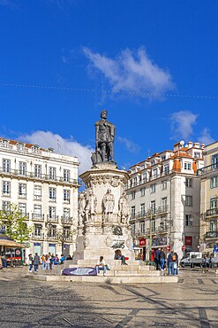 Camões Square in the Chiado, Lisbon, Portugal