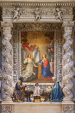 Altar of the Nativity or Nativity scene, Lecce Cathedral, Cathedral of Maria Santissima Assunta and Sant'Oronzo, Lecce, Salento, Apulia, Italy