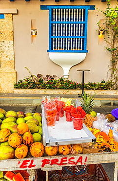 Fresh fruit for sale on the street in Getsemani in Cartagena, Colombia, South America