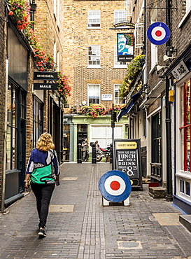 A typical street in the Newburgh Quarter area in Soho, London, England, United Kingdom, Europe