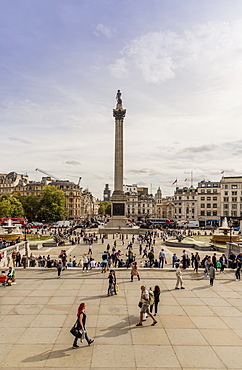 Nelsons Column in Trafalgar Square, London, England, United Kingdom, Europe