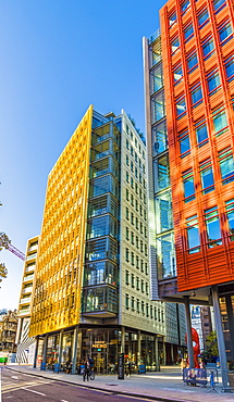 The colourful architecture of Central St. Giles, London, England, United Kingdom, Europe