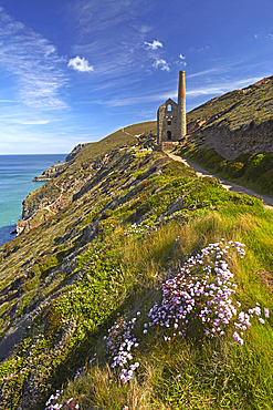 Wheal Coates tin mine and engine house near St. Agnes, UNESCO World Heritage Site, Cornwall, England, United Kingdom, Europe