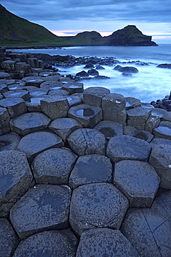 Dusk over the Giant's Causeway, UNESCO World Hritage Site, County Antrim, Northern Ireland, United Kingdom, Europe