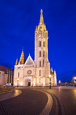 Matthias Church at night, Buda Castle Hill, Budapest, Hungary, Europe