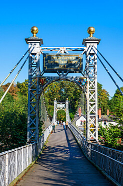 Queens Park suspension bridge, Chester, Cheshire, England, United Kingdom, Europe