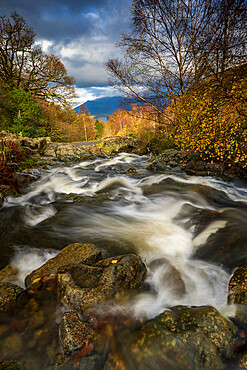 Ashness Bridge with Derwentwater in autumn, Keswick, Lake District, Cumbria