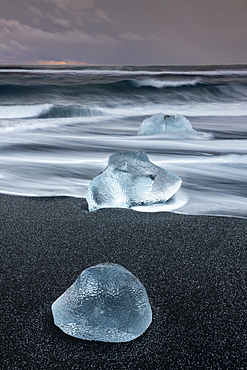 Ice formations on ice beach at Jokulsarlon, Iceland, Polar Regions