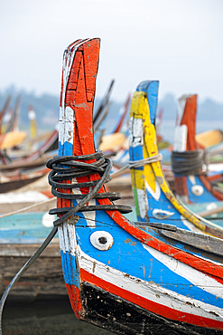 Tourist boats on Lake Taungthaman, Amarapura, Myanmar (Burma), Asia