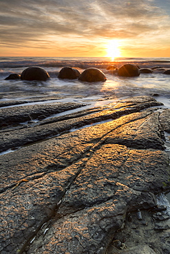 The Moeraki Boulders at Moeraki Beach, Otago, South Island, New Zealand, Pacific