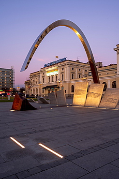 Arch feature at Krakow Glowny the Old Main Railway Station in Krakow, Poland, Europe