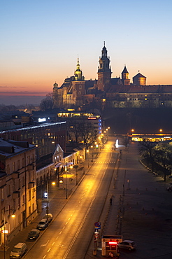 Wawel Castle at sunrise, UNESCO World Heritage Site, Krakow, Poland, Europe