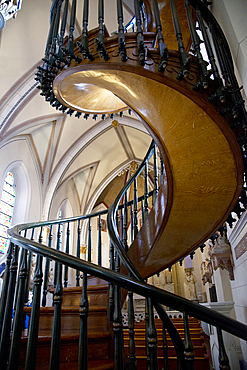 Loretto Chapel spiral staircase in Santa Fe, New Mexico, United States of America, North America