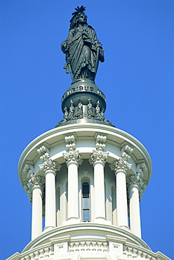 Close-up of the statue on top of the Capitol in Washington D.C., United States of America, North America