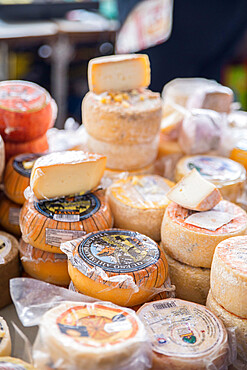 Cheeses in Food Market, Cangas de Onis, Asturias, Spain, Europe