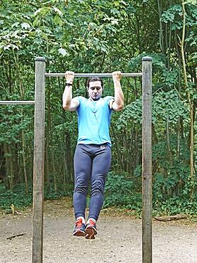 Man doing fitness trail.