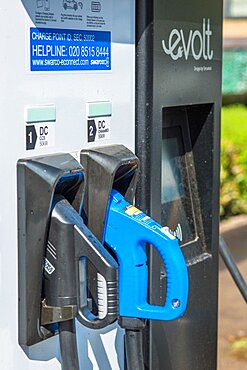 Electric car Evolt charge point in Cambridge, England, UK