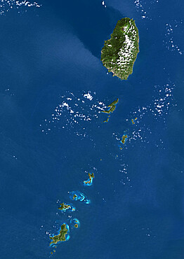 Saint Vincent And The Grenadines, True Colour Satellite Image