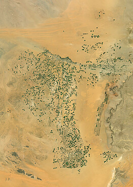 Agriculture In The Desert, South Part Of The Riyadh Province, Saudi Arabia, True Colour Satellite Image