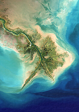 Mississippi River Delta, Louisiana, Us, In 2001, True Colour Satellite Image. True colour satellite image of the Mississippi River Delta, Louisiana, USA