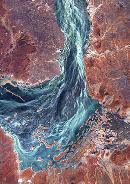 Lake Yamma, Queensland, Australia, True Colour Satellite Image. The Lake Yamma is a salted lake located in a semi-arid area