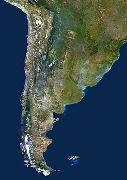 Chile And Argentina, True Colour Satellite Image. Chile & Argentina, true colour satellite image. This image was compiled from data acquired by LANDSAT 5 & 7 satellites.