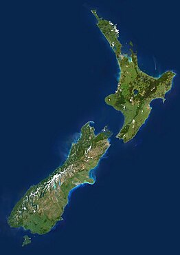 New Zealand, True Colour Satellite Image. New Zealand, true colour satellite image. This image was compiled from data acquired by LANDSAT 5 & 7 satellites.