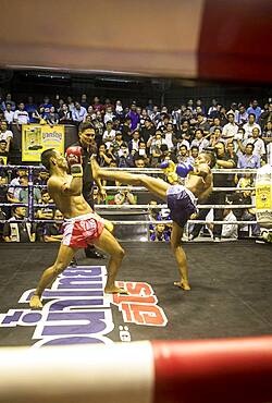 Muay Thai boxers fighting, Bangkok, Thailand