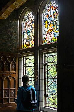 Cardiff Castle, window in the dining room, Cardiff, Wales