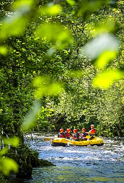 White water rafting at the National White Water Centre on the River Tryweryn, near Bala, Wales