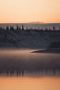 The first light of the day let's everything glow in a gloden light. Yukon Territory, Canada