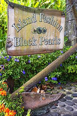 Pearls shopping center at Moorea, French Polynesia, Society Islands, South Pacific. Cook's Bay.